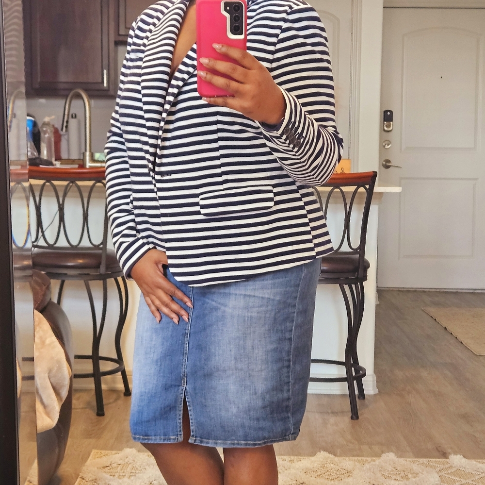 Navy Blue & White Blazer
